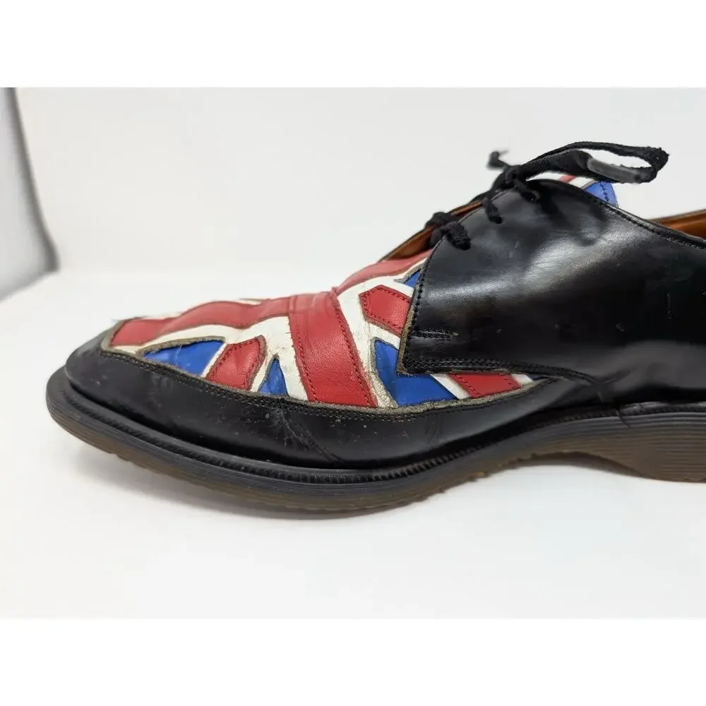 Vintage Dr. Martens Oxford Shoes Union Jack British Flag England Men's Size 7.5